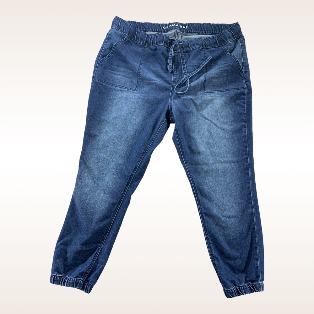 Gemma Rae Jogger 22W (40x26) Women's Mid Rise Pull On Medium Wash Stretch Denim
